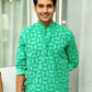 The Bright Green Short Kurta With White Tribal Print