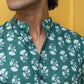 The Emerald Green White Flower Print Short Kurta