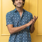 The Navy Blue All-Over Floral Print Half Sleeves Shirt