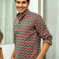 The Brick Color Short Kurta With Ethnic Tribal Print