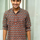 The Brick Color Short Kurta With Ethnic Tribal Print