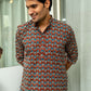 The Brick Color Short Kurta With Ethnic Tribal Print