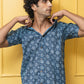 The Navy Blue All-Over Floral Print Half Sleeves Shirt