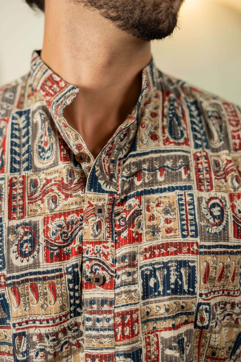 The Multicolor Patchwork Short Kurta With Kantha Work