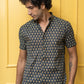 The Blue Floral Ajrak Look Print Half Sleeves Shirt