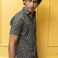 The Blue Floral Ajrak Look Print Half Sleeves Shirt