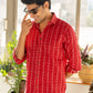 Maroon shirt for men with self striped work