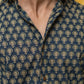 The Blue Floral Ajrak Look Print Half Sleeves Shirt For Men