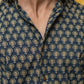 The Blue Floral Ajrak Look Print Half Sleeves Shirt