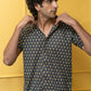 The Blue Floral Ajrak Look Print Half Sleeves Shirt