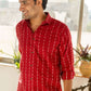 The Maroon Shirt With Striped Self Work