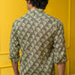 The Grey Palm Tree Print Shirt With Kantha Work