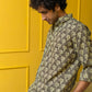 The Grey Palm Tree Print Shirt With Kantha Work