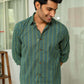 The Green And Mustard Tribal Zig-Zag Print Shirt