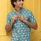 The Emerald Green All-Over Floral Print Half Sleeves Short Kurta