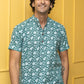 The Emerald Green All-Over Floral Print Half Sleeves Short Kurta