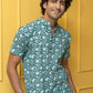 The Emerald Green All-Over Floral Print Half Sleeves Short Kurta