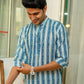 Blue short kurta for men