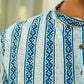 The Blue And Grey Floral Stripe Print Short Kurta