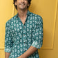 The Emerald Green White Flower Print Shirt