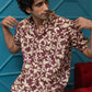 The Maroon All-Over Floral Foil Print Half Sleeves Shirt