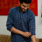 Navy blue short kurta for men