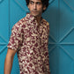 The Maroon All-Over Floral Foil Print Half Sleeves Shirt