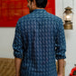 The Navy Blue Short Kurta With Striped Self Work
