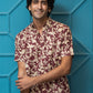 The Maroon All-Over Floral Foil Print Half Sleeves Shirt