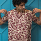 The Maroon All-Over Floral Foil Print Half Sleeves Shirt