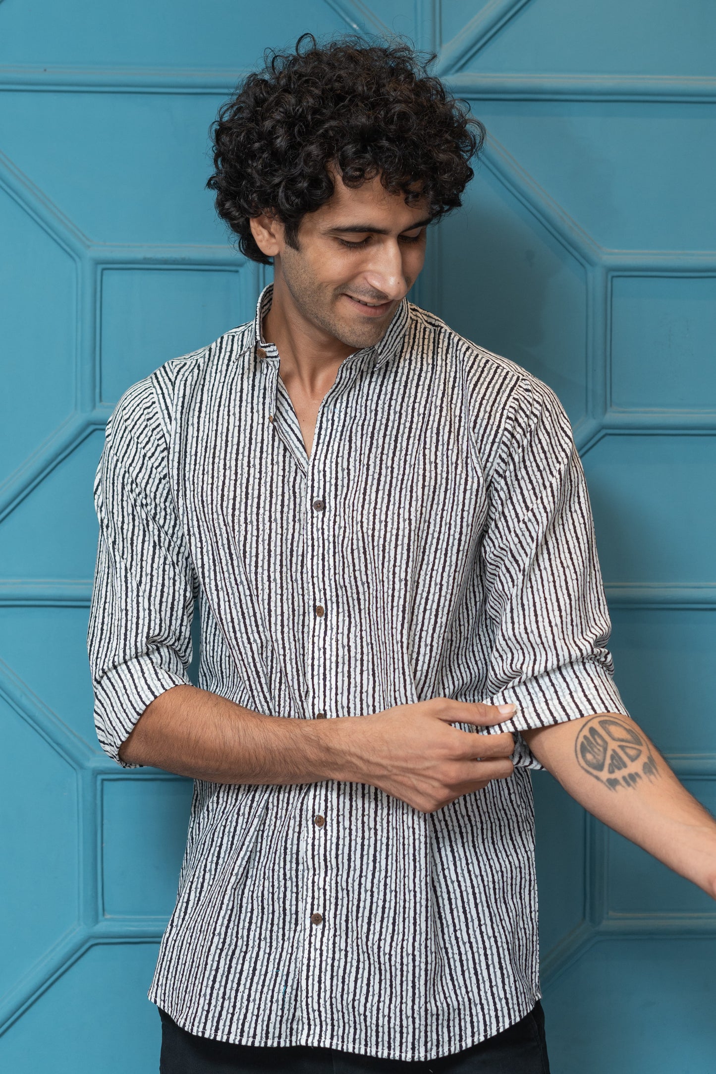 The White And Black Tribal Stripe Print Shirt