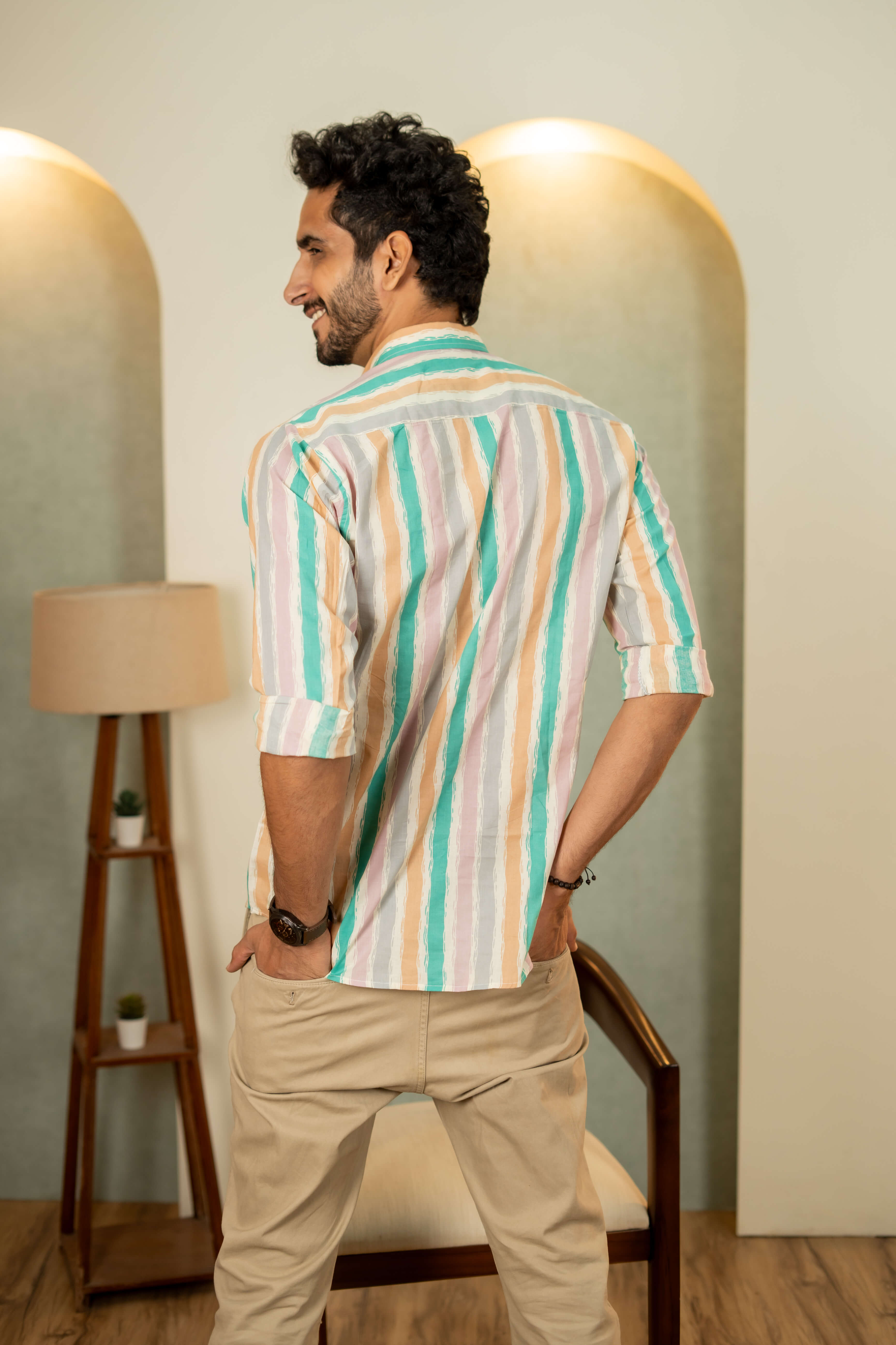 The Multicolor Pastel Stripe Printed Shirt