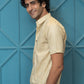The Light Mustard Tribal Print Half Sleeves Shirt