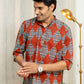 The Diamond Shaped Tribal Print Short Kurta In Brick Color