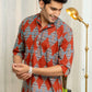 The Diamond Shaped Tribal Print Short Kurta In Brick Color