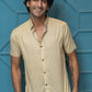 The Light Mustard Tribal Print Half Sleeves Shirt