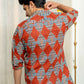 The Diamond Shaped Tribal Print Short Kurta In Brick Color