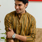 The Mustard And Olive Green Tribal Stripe Print Short Kurta