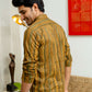 The Mustard And Olive Green Tribal Stripe Print Short Kurta