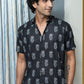 The Black Half Sleeves Shirt With White Flower Print