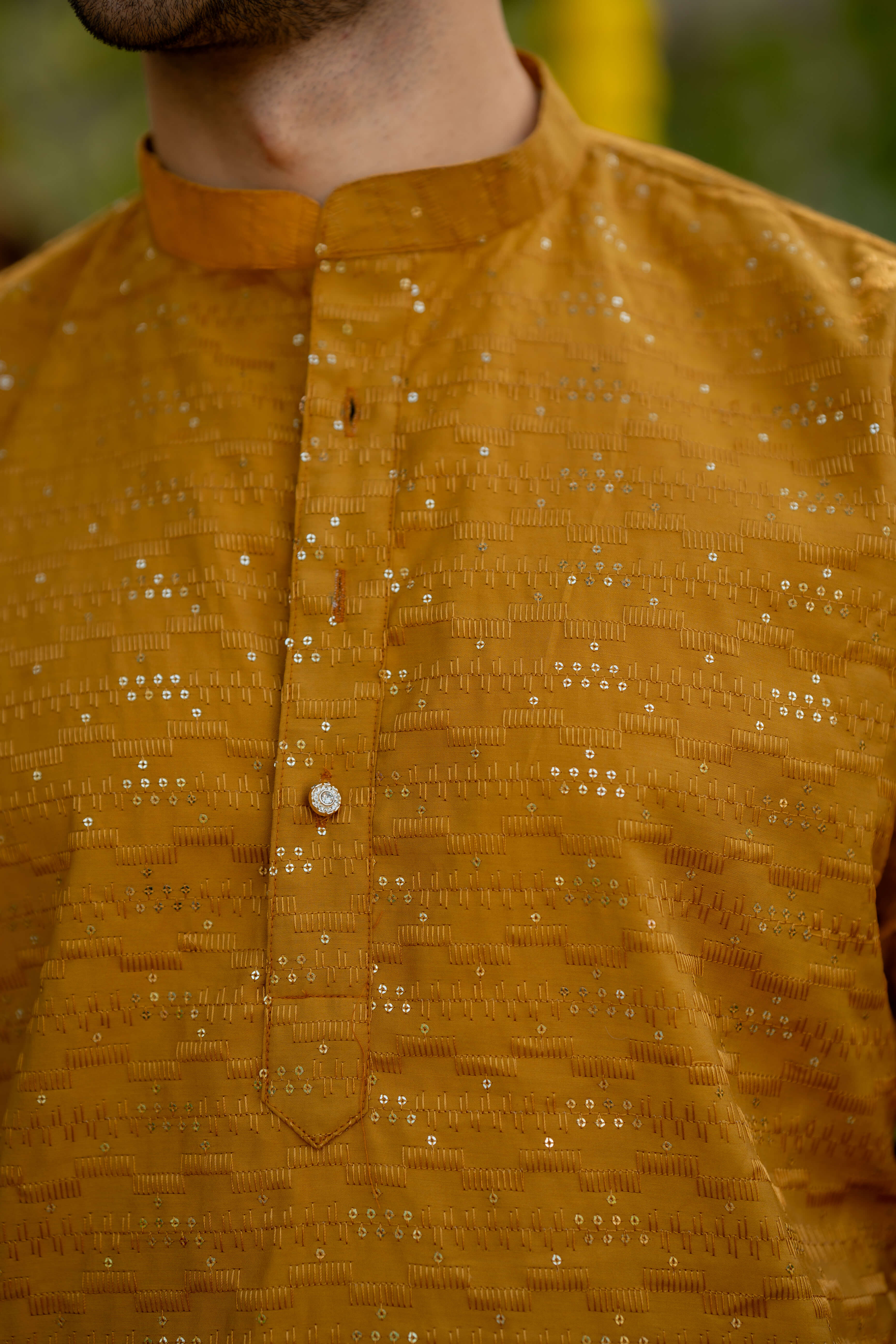 The Pollen Yellow Long Kurta With Thread and Sequins Work