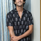 The Black Half Sleeves Shirt With White Flower Print