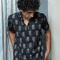 The Black Half Sleeves Shirt With White Flower Print