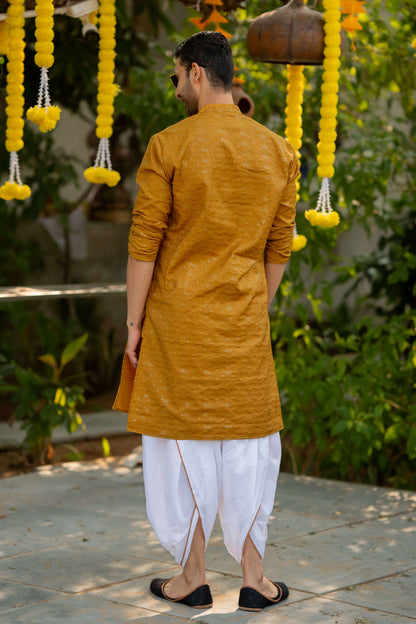 The Pollen Yellow Long Kurta With Thread and Sequins Work