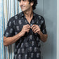 The Black Half Sleeves Shirt With White Flower Print