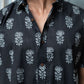 The Black Half Sleeves Shirt With White Flower Print