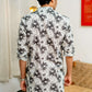 The White Long Kurta With Black Floral Beach Print