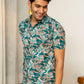 The Sea Green Half Sleeves Shirt With Foil Print