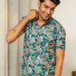 The Sea Green Half Sleeves Shirt With Foil Print