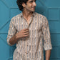 The Light Brown Tribal Print Shirt With Kantha Work